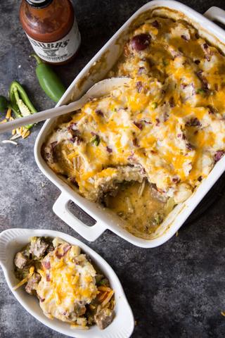7. Smoked Brisket Shepherd’s Pie with Jalapeño Cheddar Mashed Potatoes