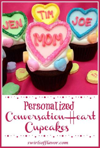 Personalized Conversation Heart Valentine Cupcakes Personalized Conversation Heart Valentine Cupcakes