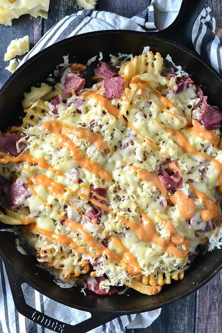 Cast Iron Loaded Reuben Fries Recipe Cast Iron Loaded Reuben Fries Recipe